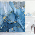 Blue Marble Shower Curtain, Modern Abstract Fabric Shower Curtains for Bathroom, Luxury Art Ink Texture Watercolor Shower Curtain Set with Hooks 72x72