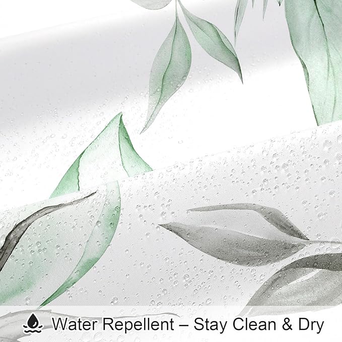 Small Stall Boho Watercolor Floral Shower Curtain 36 x 72, Green and Grey Ink Painting Style Flower Shower Curtains for Chic Elegant Bathroom, Artistic Narrow Half Size Shower Curtain