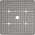Large Square Shower Mat Non Slip 27 x 27 Inch, Soft Bath Mat Tub Mat for Inside Shower Bathroom Floor, Shower Stall Mats With Big Suction Cup Drain Holes, Easy Washable, BPA-Free, Clear Gray