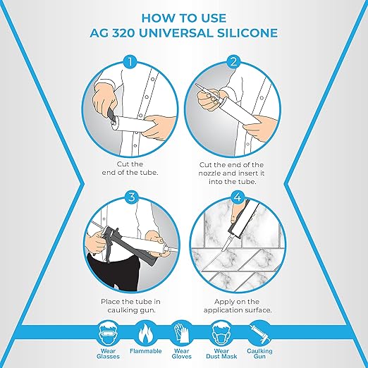 Adhesive Guru All Purpose Clear Silicone Sealant Waterproof (12 x 10.15 fl.oz.), 100% Silicone Caulk, Weatherproof & Flexible Adhesive Sealant for Indoor and Outdoor Use, Transparent -12 Pack