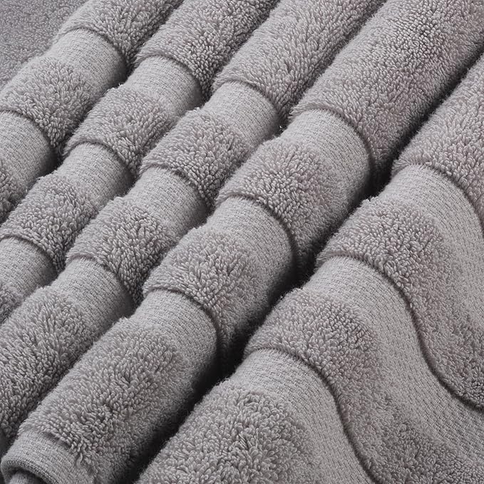 SOFE H&L | Olea Luxury Cotton Turkish Bath Towels Set of 4 Cool Gray | Premium, Soft, Durable, Absorbent | Hotel Quality Plush Towels and Thick Towel Sets
