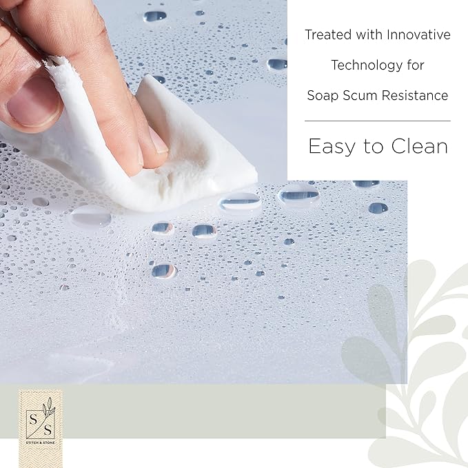 Stitch & Stone Shower Curtain Liner, Premium Medium Weight Durable Waterproof 6g PEVA for Bathroom with Weighted Magnets, Extra Long 54" x 78", Clear 1 Pack