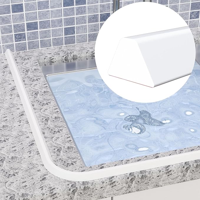 39 Inch Collapsible Shower Water Dam, Shower Threshold Water Dam Shower Barrier, Dry and Wet Separation Door Dam Water Stopper Kitchen Shower Threshold Silicon Water Blocker(Mini Trapezoid)