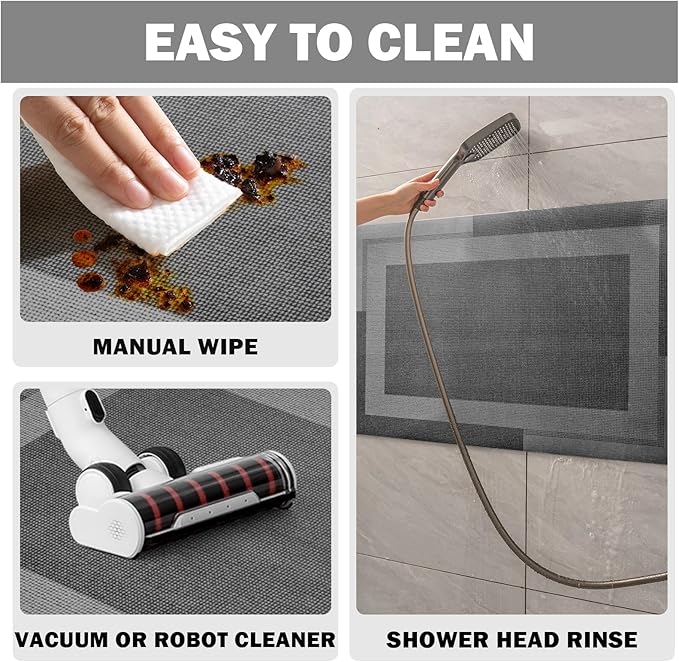 Non Slip Long Bath Mat Bathroom Runner, Rubber Backing Ultra Thin Bathroom Rugs Fit Under Door Quick Dry Super Absorbent Washable Bath Rug Shower Mat for Bathtub Sink Floor, Dark Grey 24"x48"