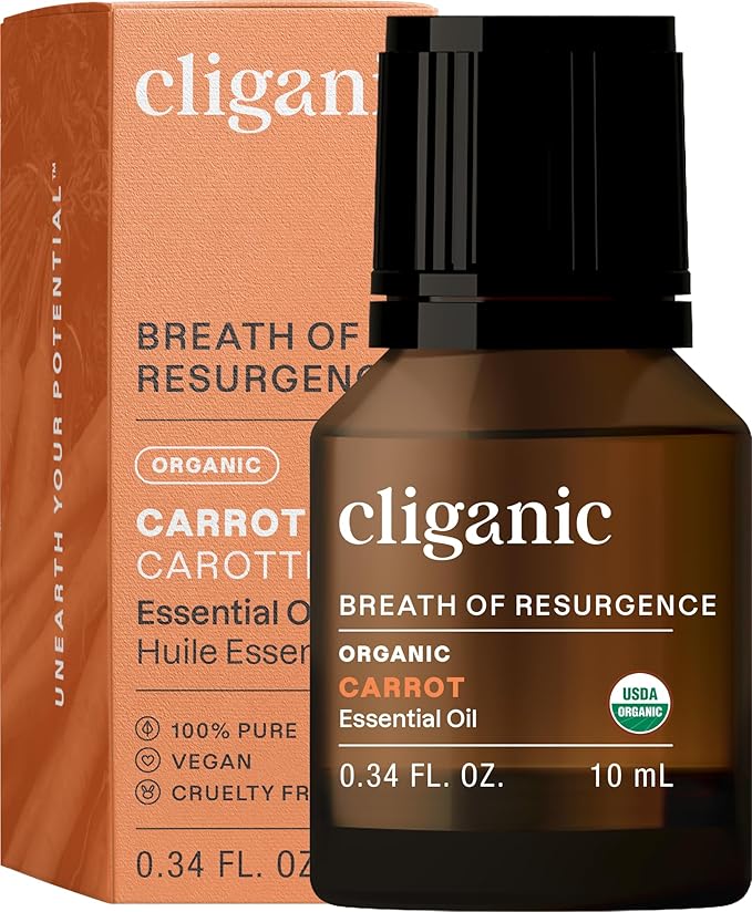 Cliganic Carrot Seed Essential Oil, 100% Pure Natural for Aromatherapy | Non-GMO Verified (Packaging May Vary)