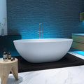 65'' Freestanding Bathtub Resin Stone Soaking Freestanding Tubs Matte Solid Surface Flatbottom Tub with Overflow and Pop-up Drain - White…