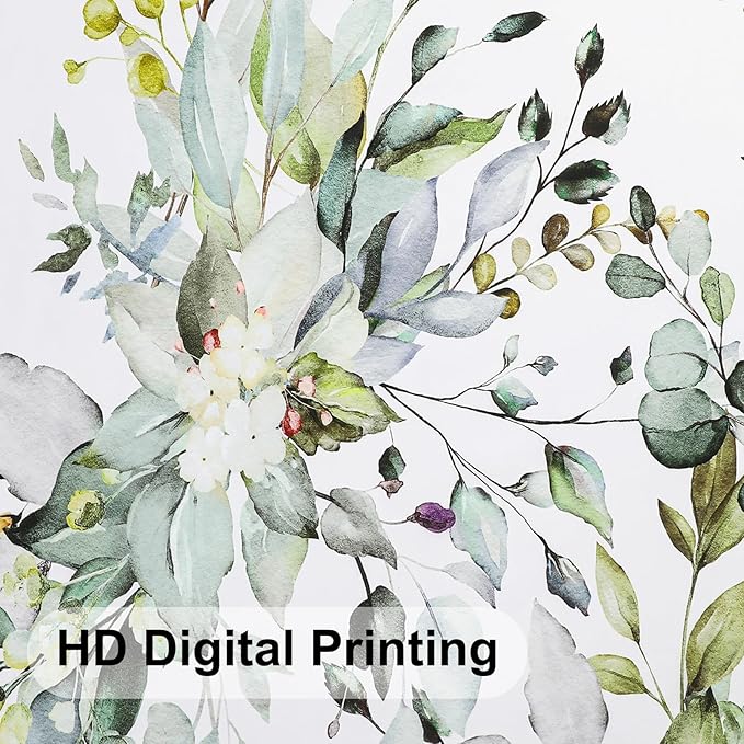 Colorful Star Sage Green Eucalyptus Waterproof Shower Curtain Set with Hooks, Minimalist Watercolor Floral Print Bathroom Décor, Plant Leaves Washable Fabric Shower Curtain, 72 x 78 Inch