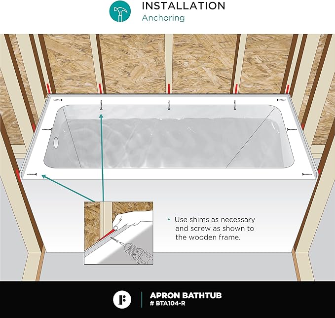 Fine Fixtures Acrylic, Fiberglass Alcove Soaking Bathtub with Integral Apron Front in Glossy White - Right Hand Drain, 60" x 30"