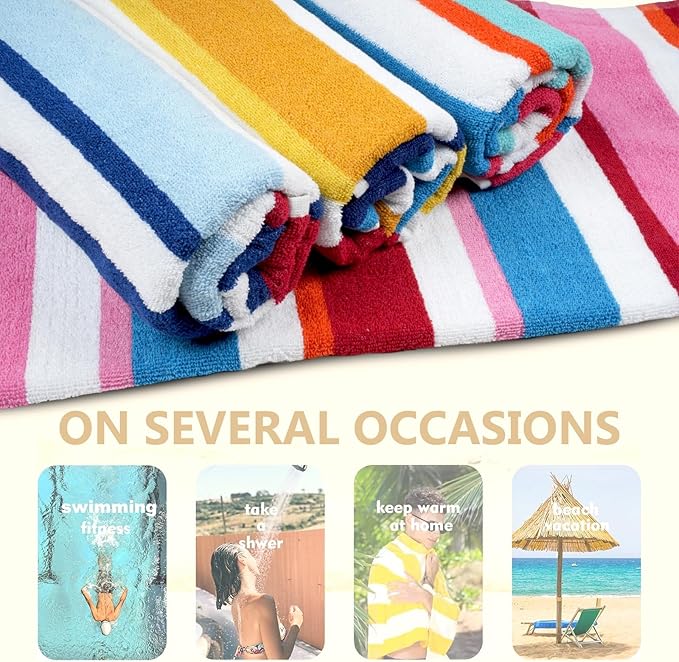 CASA COPENHAGEN Bora Bora Beach Towels Designed in Denmark Rough and Tough, Quick Dry, for Pool, Bath & Shower 30x60 inches 4 Pieces Cotton Beach Bath Towels Set - Yellow