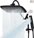 G-Promise All Metal 12 Inch Shower Head with Massage Mode Handheld, Rain Shower Head with Handheld Spray Combo, 3-Way Diverter with Pause Setting, 13 Inch Adjustable Extension Arm (Matte Black)