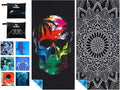 2 Pack Microfiber Lightweight Thin Beach Towel Sand Free Quick Dry Super Absorbent Large Towels for Swimming Pool Yoga Gym Travel Vacation Beach Accessories Essentials Black