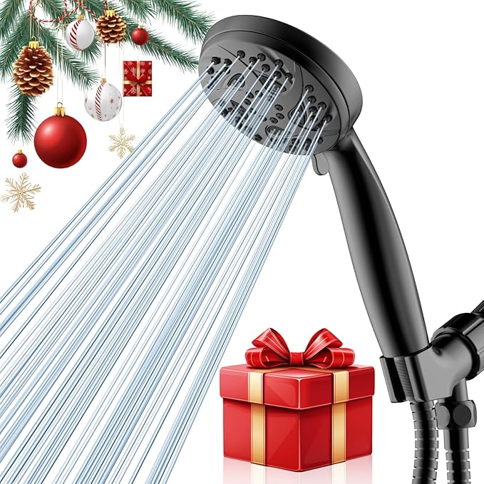 Hand Held Shower Head, High Pressure 6 Spray Mode Handheld Showerhead, Matte Black Shower Head with 59 Inch Stainless Steel Hose and Adjustable Bracket
