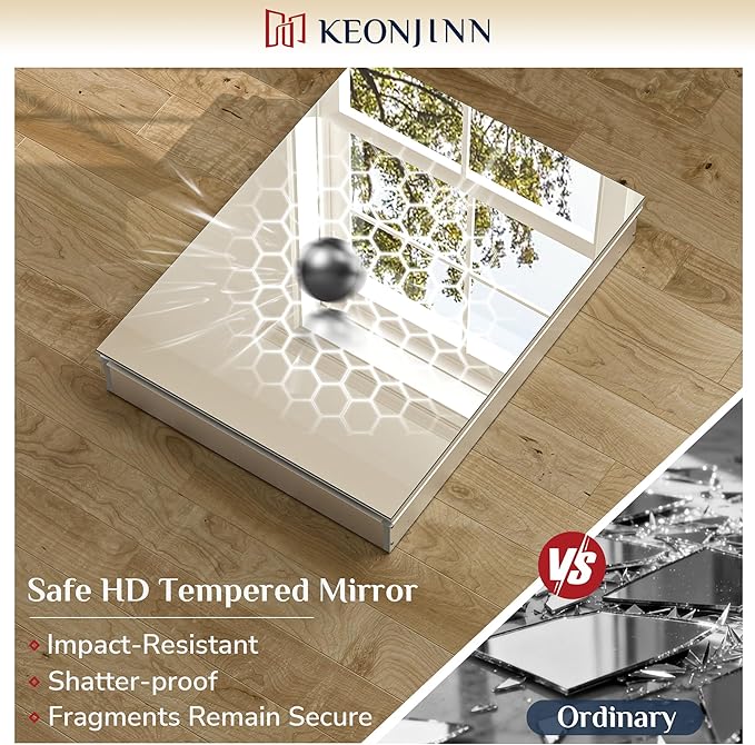 Keonjinn 16.14 x 24.01 Inch Medicine Cabinet, Bathroom Medicine Cabinet with Mirror, Lightweight Aluminum Structure, Assembly Required, in Wall or Wall Mount, Adjustable Shelves, Tempered Glass