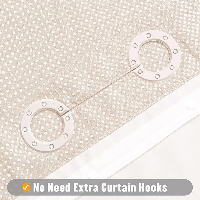 MitoVilla No Hooks Needed Extra Long Shower Curtain Liner Set, Pink 86 inch XL Heavyweight Waffle Fabric Cloth Shower Curtains Set with Snap-in Liner for Modern Luxury Hotel & Spa Bathroom Decor