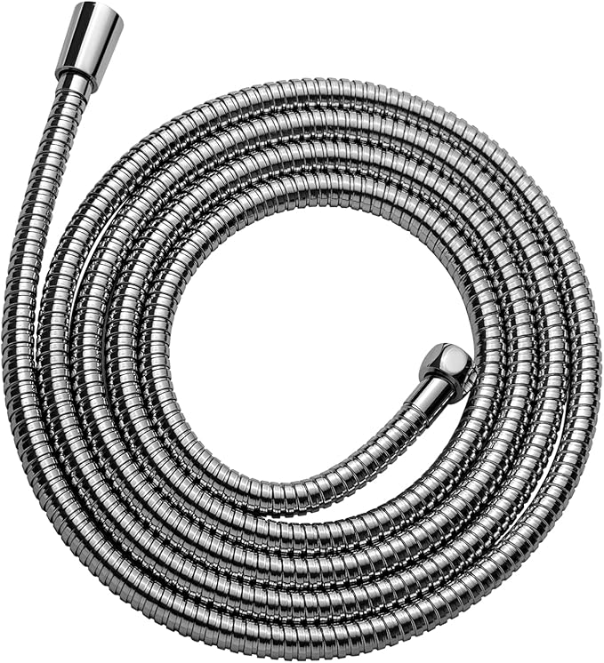 OFFO Shower Hose, 100 in Kink Free Stainless Steel Shower Hose Attachment Electroplating Handheld Shower Head Hose Flex Hoses Extension with Brass Insert & Nut for Pet Bathing Cleaning,Chrome
