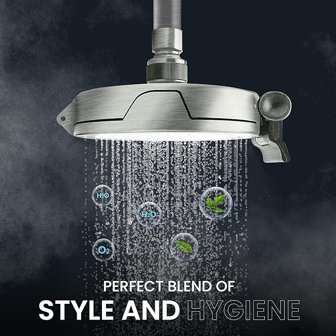 Shower Clear-The World’s Only Cleanable Shower Head with Patented Open-Clean Design to Reduce Moisture and Buildup, High Pressure Flow, Universal Fit -Nickel (1.1 lbs, 5.5 inches)