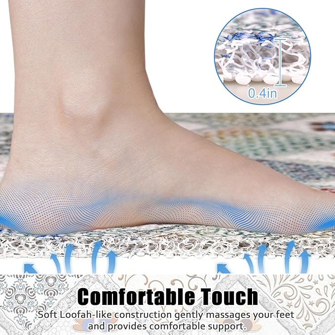 Shower Mat Non Slip - 24x36 Inch Shower Mats for Inside Shower with Drain Hole in Middle, Super Soft and Comfortable PVC Loofah Massage Bath Mat for Shower, Anti Slip Shower Stall Mat, Quick Drying
