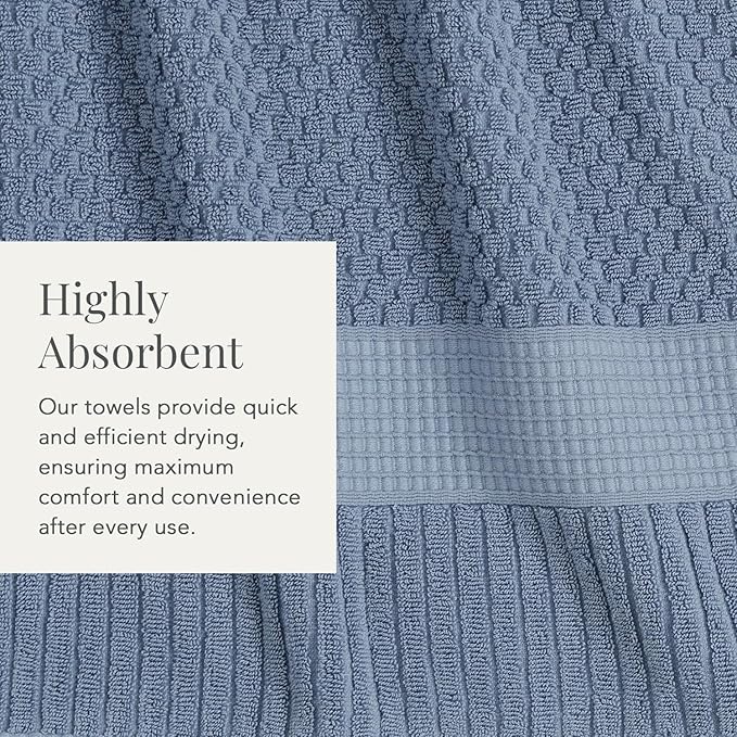 NY Loft 100% Cotton 6 Piece Bath Towel Set | Blue Towels | Oeko-TEX® Standard 100 | Soft & Absorbent, Quick-Dry | 2 Bath Towels 2 Hand Towels and 2 Washcloths | Trinity Collection - Flint Stone
