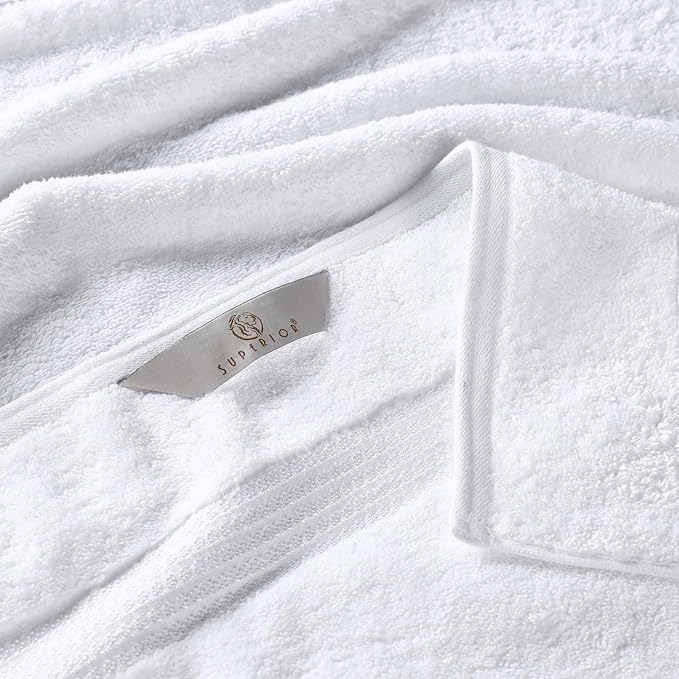 Superior Egyptian Cotton Bath Towel Set, Home Bathroom Towels, Master, Guest Bath, Decor Essentials, Quick Dry, Absorbent, Large Body Towels, Spa, Hotel, Resort, Adult, Kids, Set of 2, White