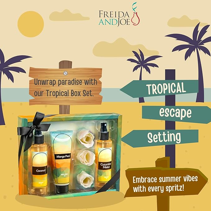 Fine Fragrance Body Mist & Body Splash Gift Set – Luxury Self-Care Combo for Women and Girls (Coconut, Cucumber, Mango Pear, Rose Soap)