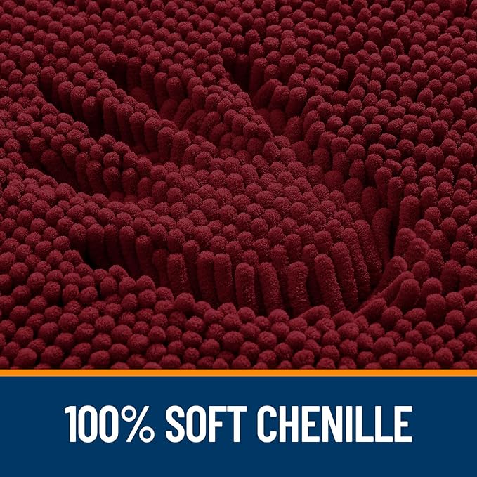 OLANLY Bathroom Rugs 47x20, Extra Soft Absorbent Chenille Bath Rugs, Rubber Backing Quick Dry, Machine Washable Bath Mats for Bathroom Floor, Tub and Shower, Home Decor Accessories, Burgundy