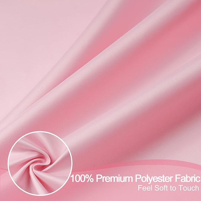 AooHome Extra Long Shower Liner, Polyester Solid Color Shower Curtain with Hooks, Weighted Hem, Water Repellent, 72x84 inch, Pink
