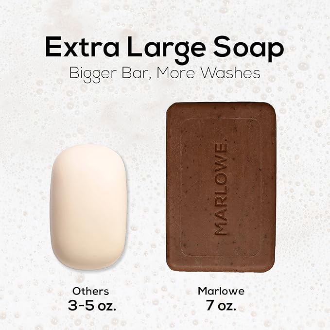 MARLOWE. No. 109 Coffee Bar Soap 7 oz (6 Bars) – Exfoliating Body Scrub for Men with Natural Extracts, Caffeine, Coffee Bean & Cocoa Butter – Energizing Fresh Brewed Scent