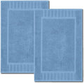 White Classic Luxury Bath Mat Floor Towel Set - Absorbent Cotton Hotel Spa Shower/Bathtub Mats [Not a Bathroom Rug] 22"x34" | 2 Pack | Light Blue