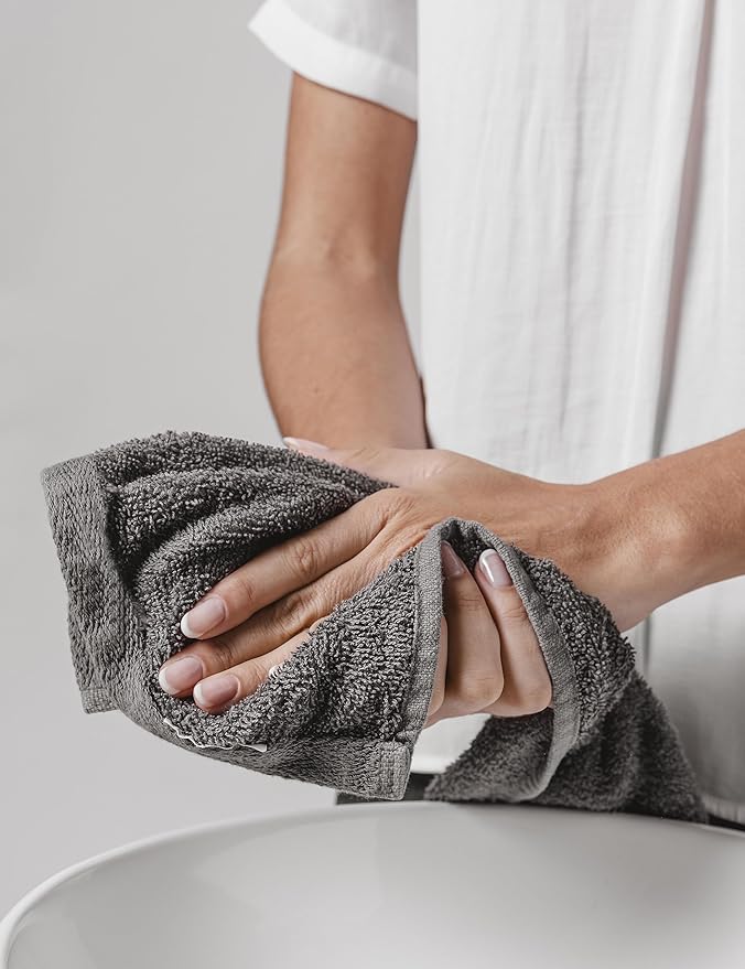 Delara 100% Organic Cotton Towels 650 GSM Plush Feather Touch Quick Dry Wash Cloth, Pack of 12 GOTS Certified, Oeko-Tex Green Certified, Organic Cotton Wash Cloth, 13"X13"
