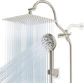 Hibbent 12'' All Metal CUPC Certified Shower Head, High Pressure Rainfall Shower Head, Handheld Showerhead Combo, 12'' Adjustable Extension Arm, 10-Spray, 71'' Hose, Showerhead Holder, Brushed Nickel