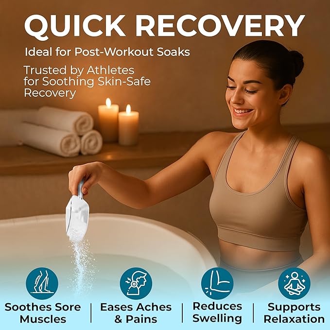 Epsom Salt Bath Soak 45 lb Bucket – Unscented, Pure Epsom Salt Bulk Crystals, Magnesium Sulfate for Full Body or Foot Soaks, Resealable Container with Scoop for Home Bath Use