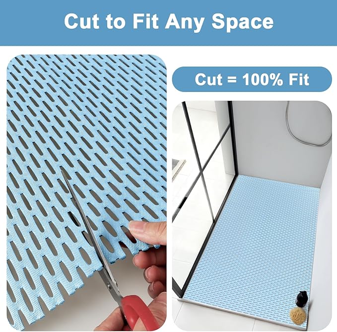 Square Shower Mat: 32"x32" Extra Large Non Slip Shower Mats for Inside Shower, Trimmable PVC Anti Slip Shower Stall Mats, Quick Dry Stand Up Shower Mat for Elderly, Kids