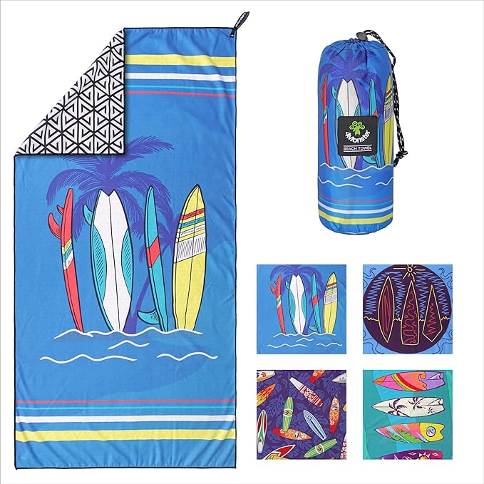 4Monster Microfiber Beach Towel Quick Dry,Super Absorbent Lightweight Travel Towel for Swimmers, Sand Free Camping Towel, Beach Towels for Pool,Swim,Water Sports,Yoga