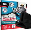 Shower Threshold Water Dam Barrier 39" - Black Collapsible Shower Water Blocker - Shower Guard for Walk in Shower - Water Guard Stopper for Floor - Shower Dam - 1.5" Tall - By Hippo Dam