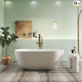 Premium 59" Solid Surface Freestanding Bathtub, Upgraded Oval Stone Resin Tub with Overflow and Pop-up Drain, Matte White