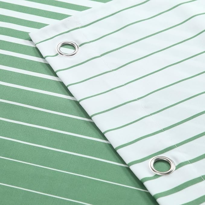 90 Inch Green Shower Curtain, Extra Long Sage Green and White Gradient Vertical Stripe Waterproof Polyester Shower Curtains for Bathroom, 72x90 Inches