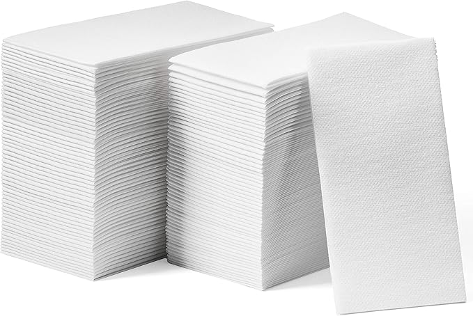 Disposable Linen-Feel Guest Towels [Pack of 300] - Disposable 8" x 17" Cloth-Like Hand Towels, Made In USA - Soft And Absorbent Paper Napkin For Kitchen, Bathroom, Party, Wedding, Or Event