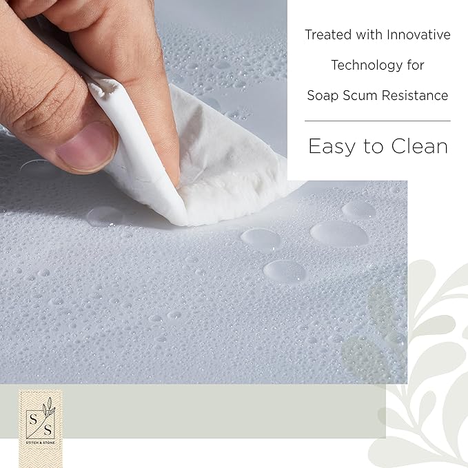 Stitch & Stone Shower Curtain Liner, Premium Medium Weight Durable Waterproof 6g PEVA for Bathroom with Weighted Magnets, Extra Long 72" x 96", Frosty 1 Pack