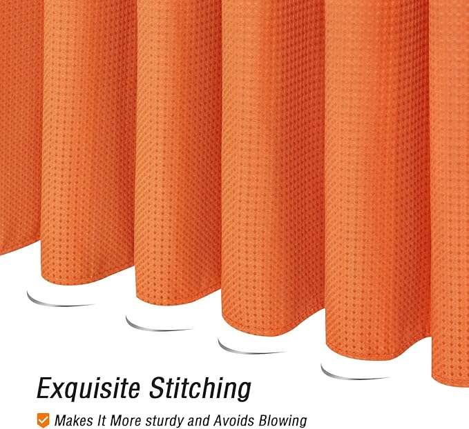 Gibelle Extra Long Shower Curtain 72 x 84, Tall Waffle Weave Textured Fabric Shower Curtain for Bathroom, Water Repellent, Machine Washable, Burnt Orange