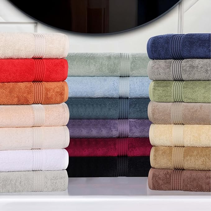Superior Egyptian Cotton Bath Towel Set, Home Bathroom Towels, Master, Guest Bath, Decor Essentials, Quick Dry, Absorbent, Large Body Towels, Spa, Hotel, Resort, Adult, Kids, Set of 2, Gold