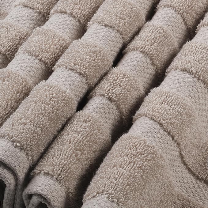 SOFE H&L | Olea Luxury Turkish Cotton Bath Towels Set of 3 : 1 Bath Towel, 1 Hand Towel, 1 Wash Cloths, Sand |Thick, Premium, Soft, Durable, Absorbent - Hotel Quality Towel Sets for Bathroom