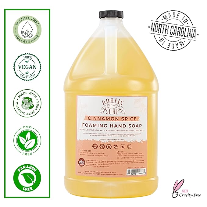 Adams Handmade Soap Liquid Foaming Soap 1 Gal - Cinnamon Spice