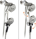 High Pressure 48-mode Luxury 3-way Combo with Adjustable Extension Arm – Dual Rain & Handheld Shower Head – Extra Long 6 Foot Stainless Steel Hose – All Brushed Nickel Finish – Top US Brand