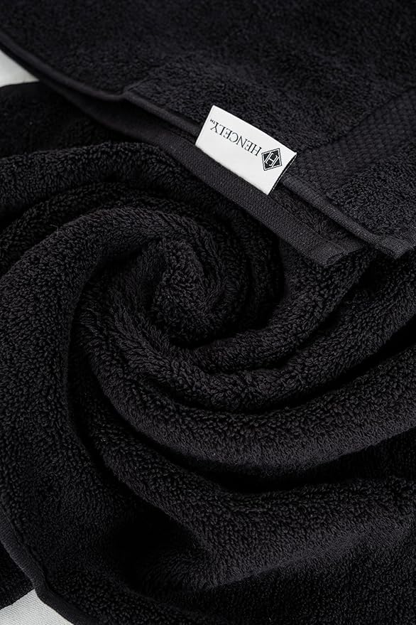 Hencely Premium Bath Towel Set of 4-28x58 Inches - High Absorbency, Quick Drying - 100% Soft Turkish Cotton Towels - Ideal for Home, Bathroom, Hotel, Spa, and Gym - Black
