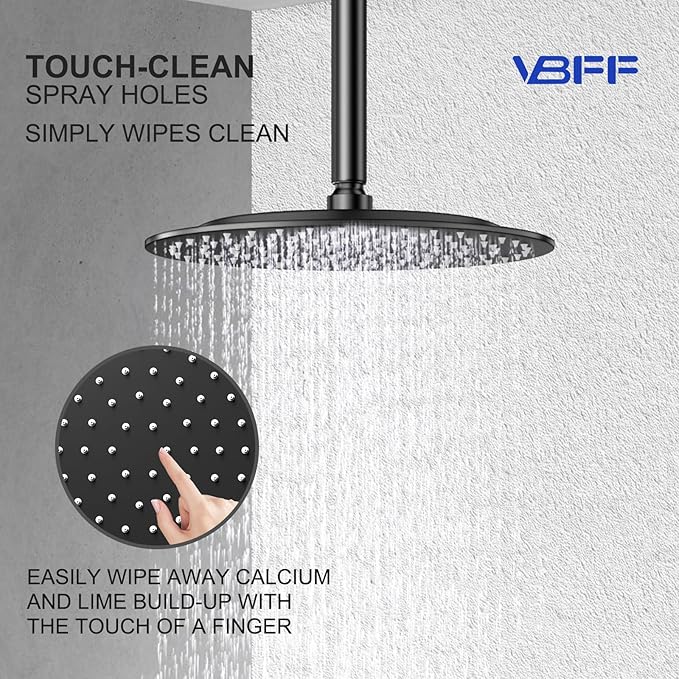 VBFF-Shower Head,rain shower head, 8 inch- Round Shower Head, 1.8 GPM Flow Rate, rainfall showerhead,VBFF11 (Matte Black)