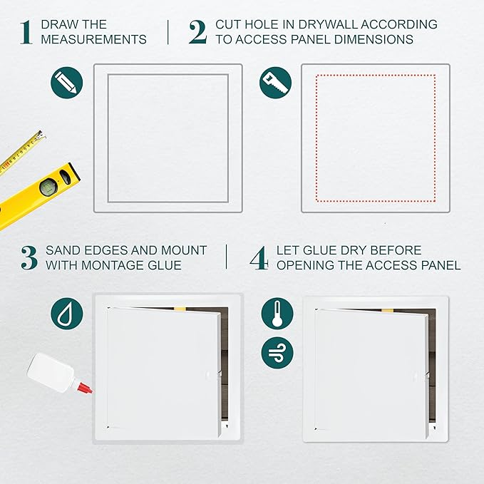 10" x 10" White Metal Access Door. Plumbing, Electricity, Heating, Alarm Wall Access Hole Cover for Drywall.