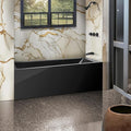 Fine Fixtures Acrylic, Fiberglass Alcove Soaking Bathtub with Integral Apron Front in Glossy Black - Right Hand Drain, 48" x 32"