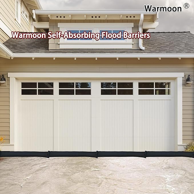 Self-Absorbing Reusable Flood Bags with Handles - Evenly Distributed Absorbents, Multiple Lengths - Home/Garage/Commercial Protection (7ft (Pack of 5) - with Handles)