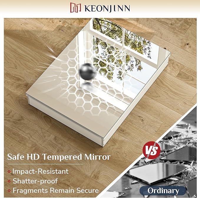 Keonjinn Small-Sized White Medicine Cabinet 14.5 x 18.5 Inch, One Shelf Only, Assembly Required, Mini Medicine Cabinet Mirror for Compact Bathroom, Free Adjustable Shelves, Wall Mount or Recessed