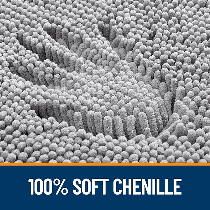 OLANLY Bathroom Rugs 40x24, Extra Soft Absorbent Chenille Bath Rugs, Rubber Backing Quick Dry, Machine Washable Bath Mats for Bathroom Floor, Tub and Shower, Home Decor Accessories, Grey